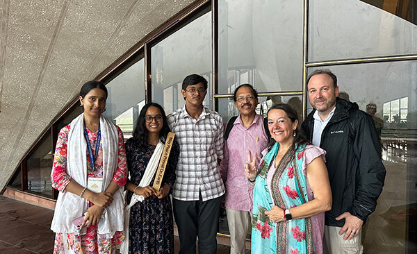 Peace Lives Here: A Peace Pole Gift at the Bahá’í Lotus Temple in Delhi, India.