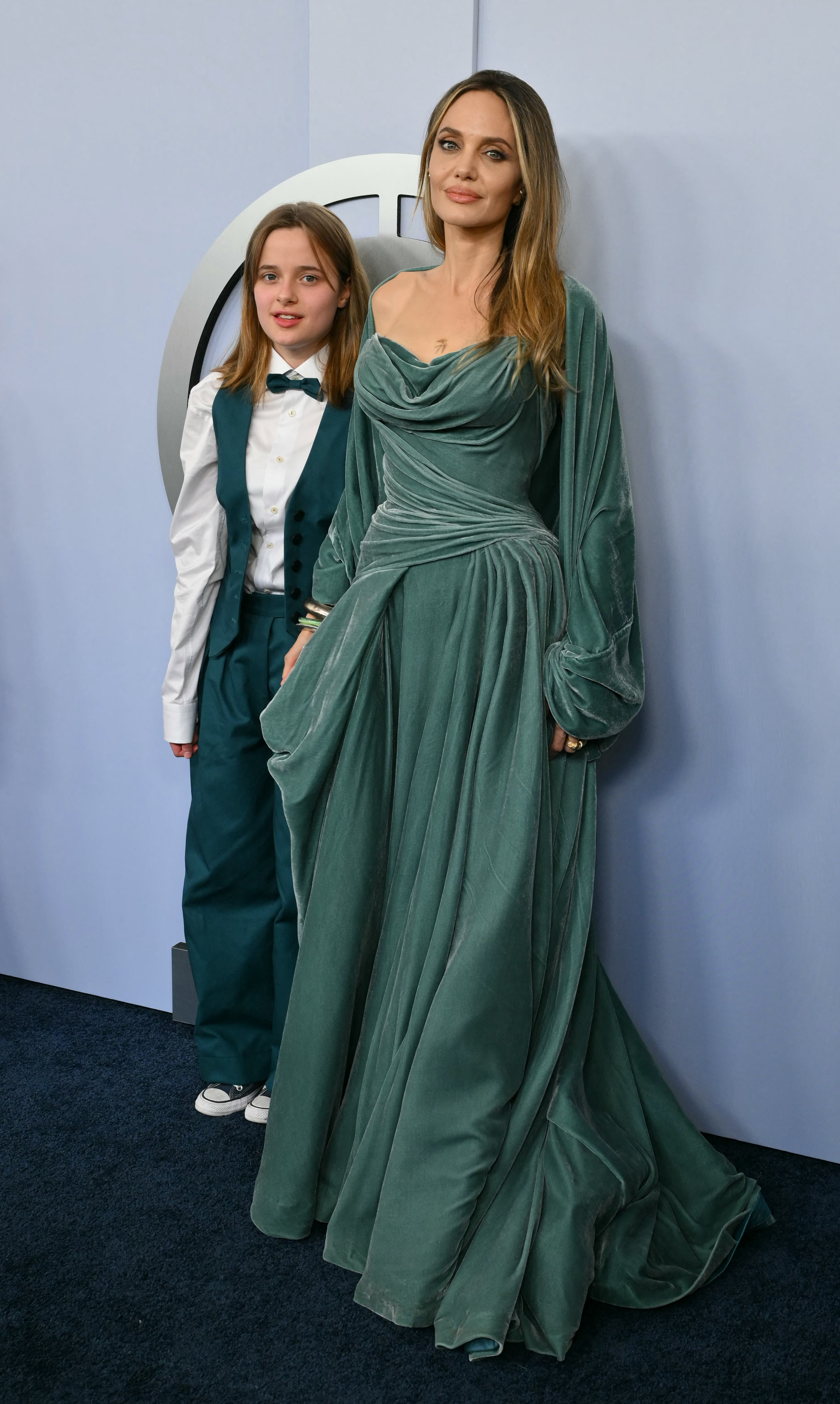 Angelina Jolie and daughter Shiloh Jolie-Pitt arriving at the 77th Tony Awards at Lincoln Center in New York