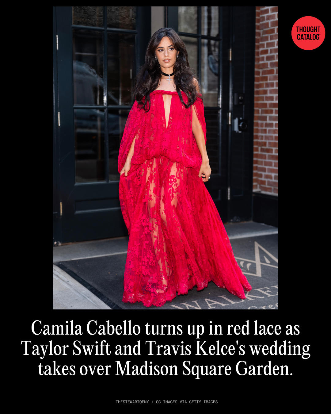 Camila Cabello Turns Up in Red Lace as Taylor Swift and Travis Kelce’s Wedding Takes Over Madison Square Garden