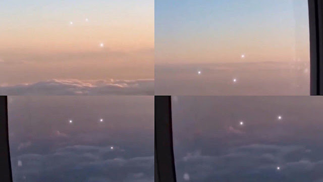 Crew member films three bright orbs shadowing aircraft over Alaska
