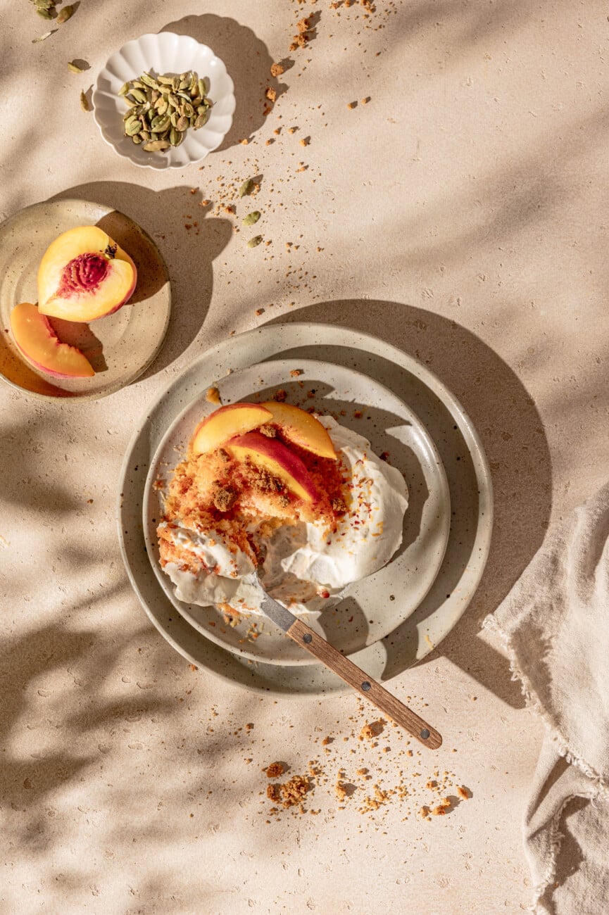 easy shaved frozen peach and cream