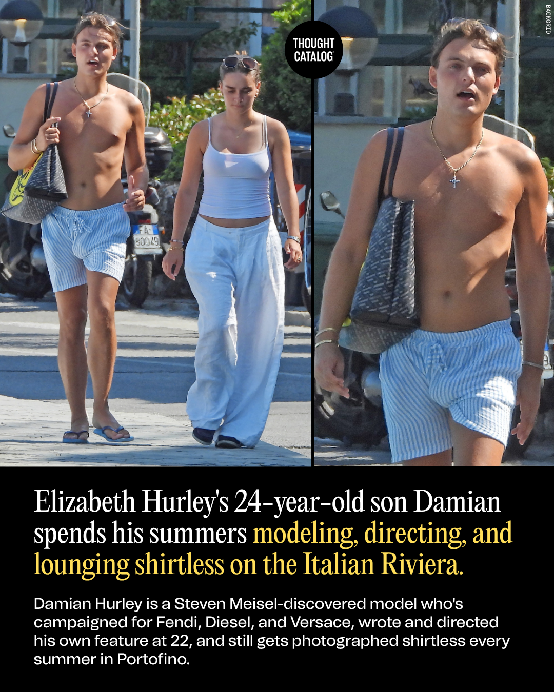 Elizabeth Hurley’s 24-Year-Old Son Damian Spends His Summers Modeling, Directing, and Lounging Shirtless on the Italian Riviera