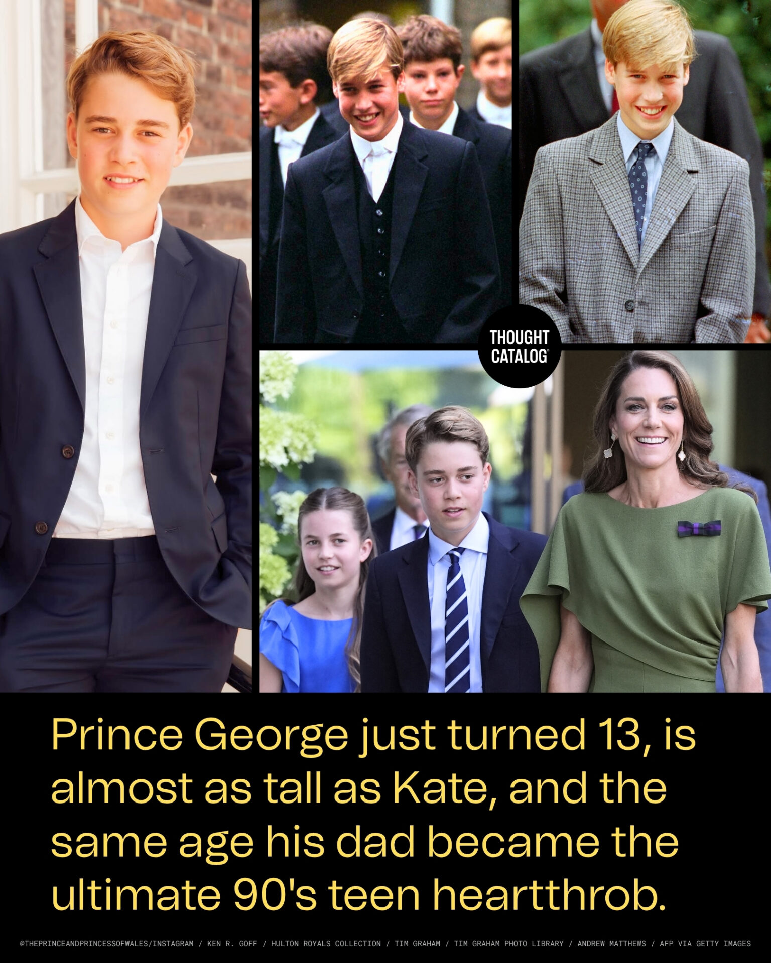 Prince George Just Turned 13, Is Almost As Tall As Kate, and the Same Age His Dad Became the Ultimate 90s Teen Heartthrob