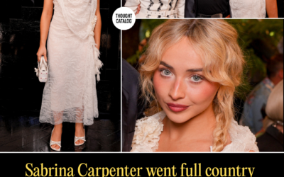 Sabrina Carpenter Went Full Country Maiden at Dior Couture, in White Lace and Ribboned Braids