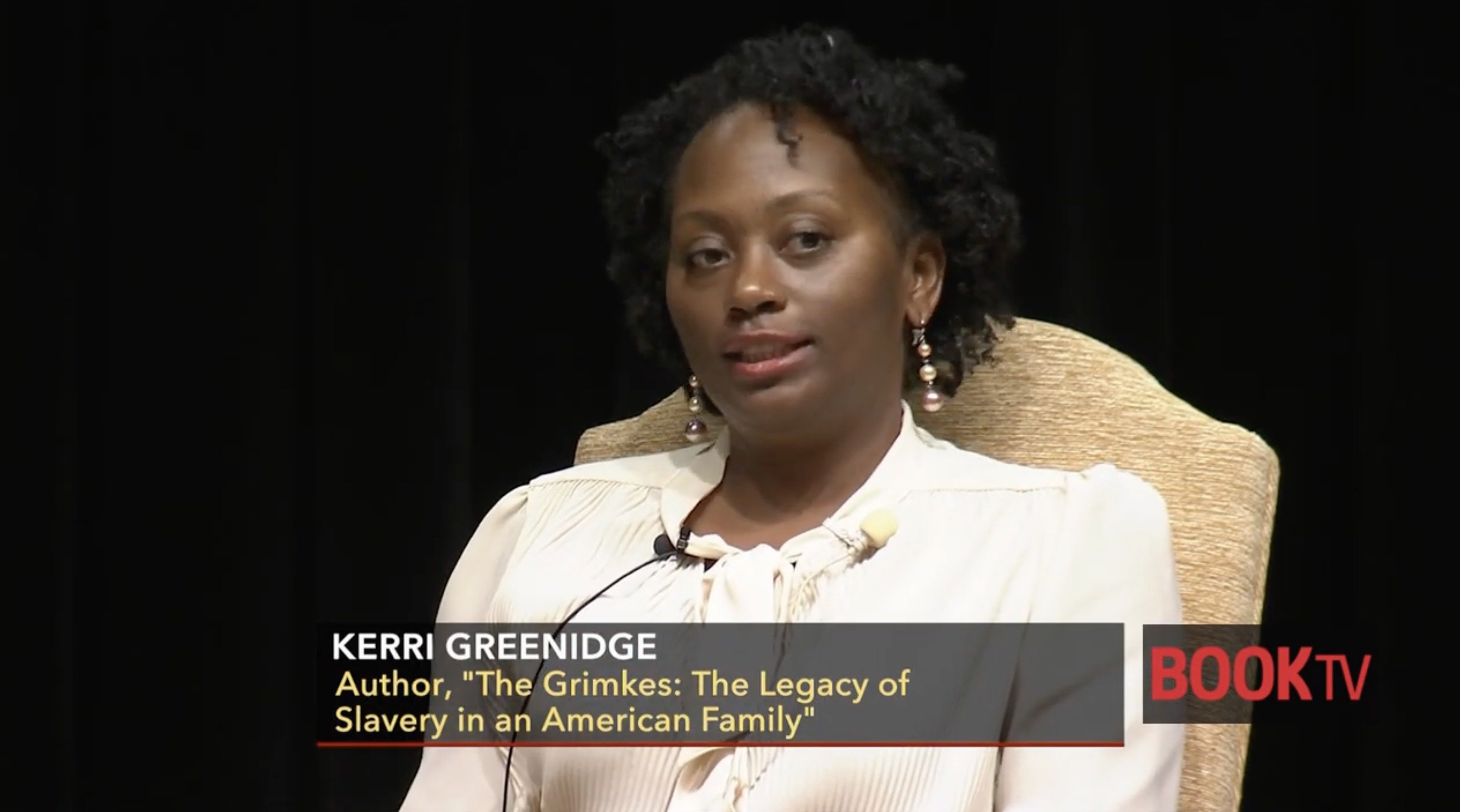 Kerri Greenidge discusses her book "The Grimkes: The Legacy of Slavery in an American Family" during a BookTV event.