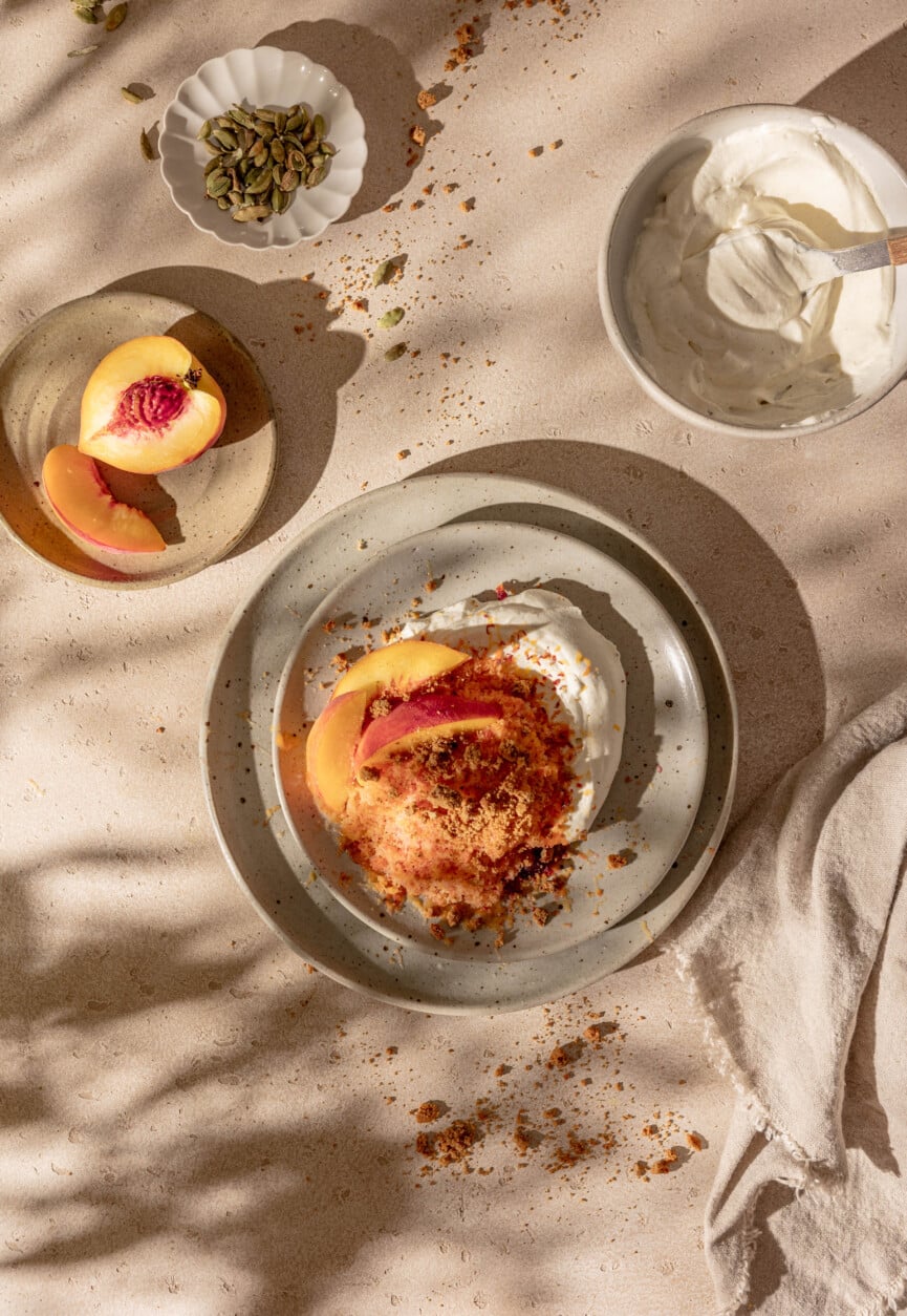 shaved frozen peach and cream