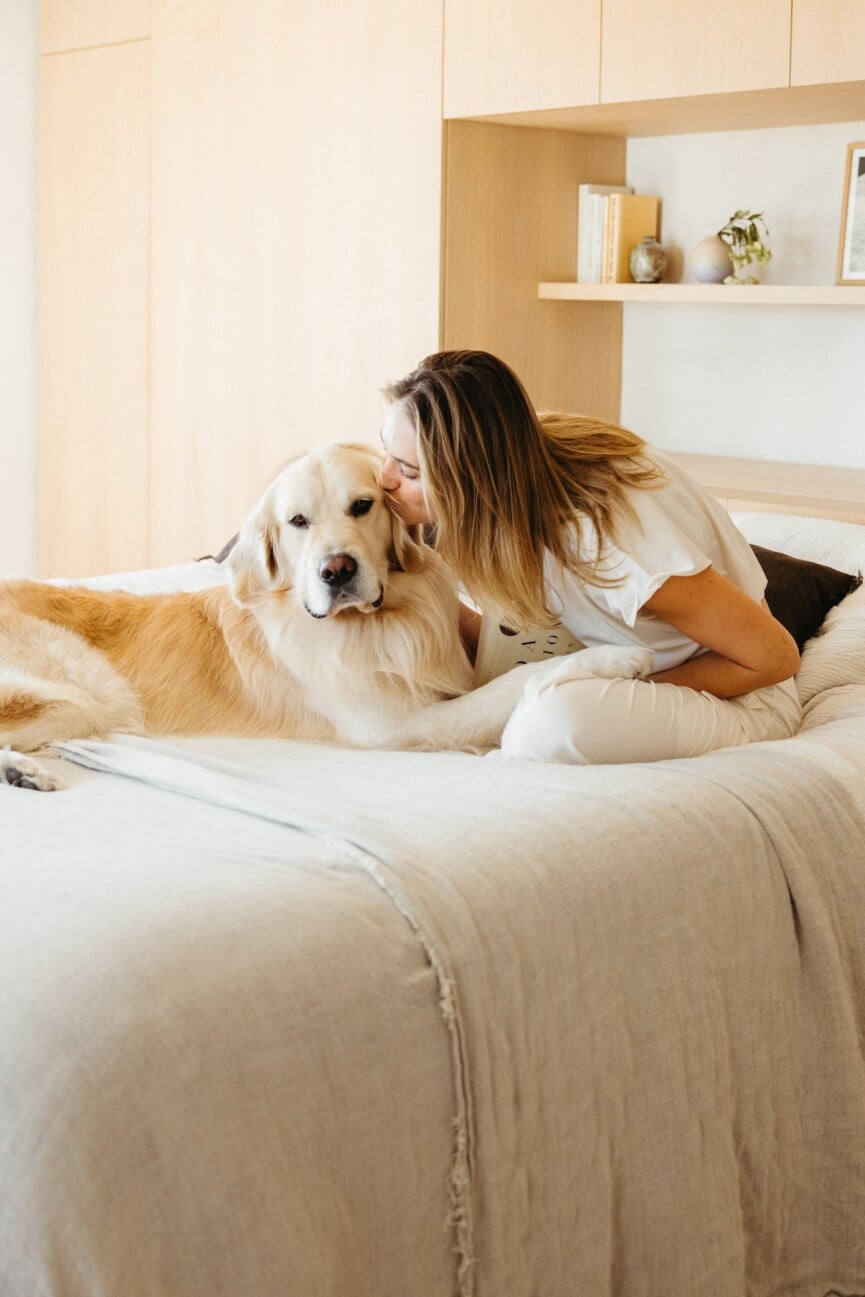 social media positivity woman and dog