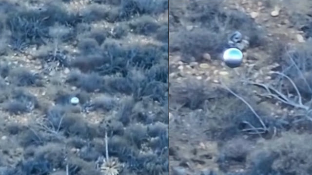 Spherical UFO filmed flying over the mountains near Ensenada, Mexico
