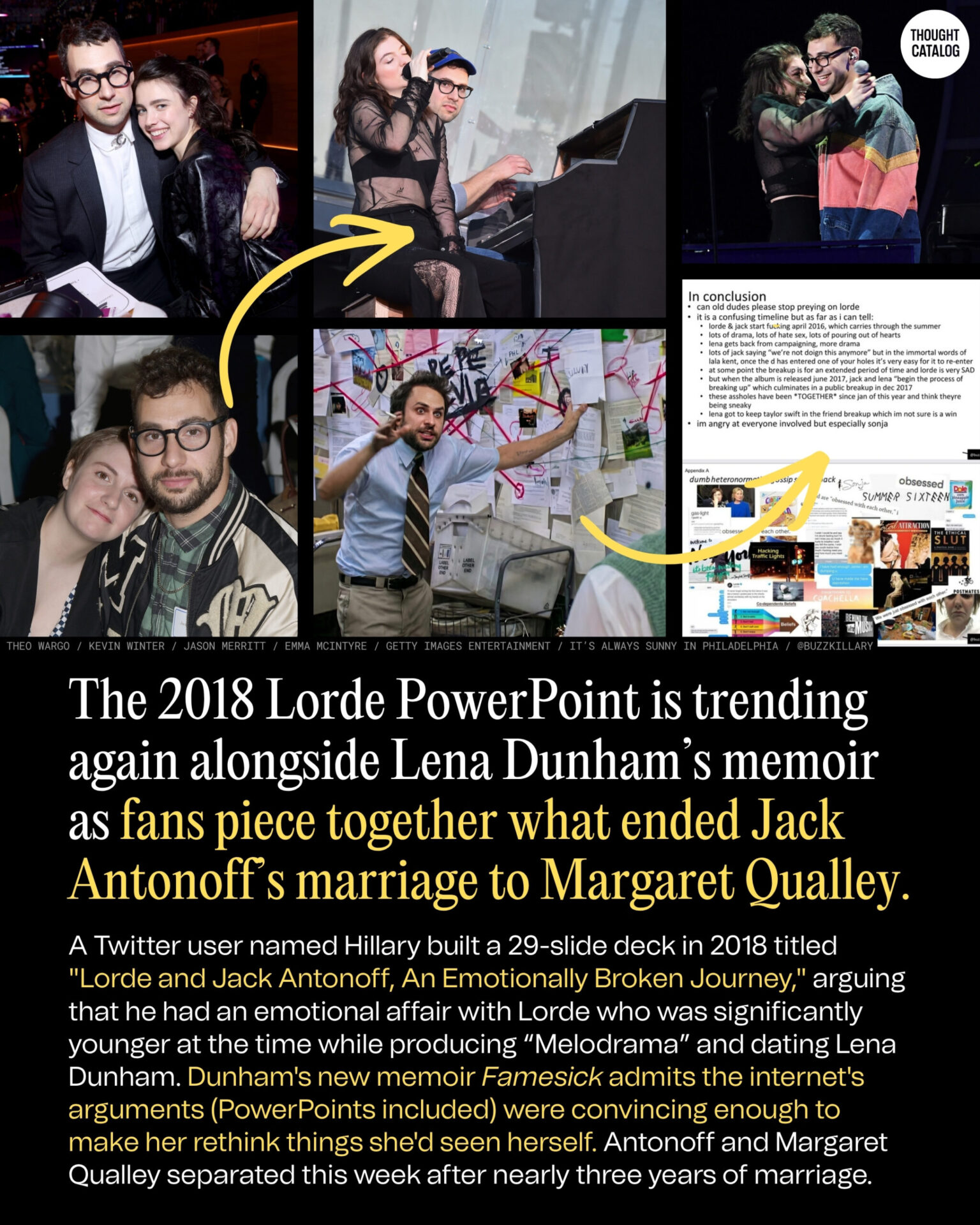 The 2018 Lorde Powerpoint Is Trending Again Alongside Lena Dunham’s Memoir as Fans Piece Together What Ended Jack Antonoff’s Marriage to Margaret Qualley