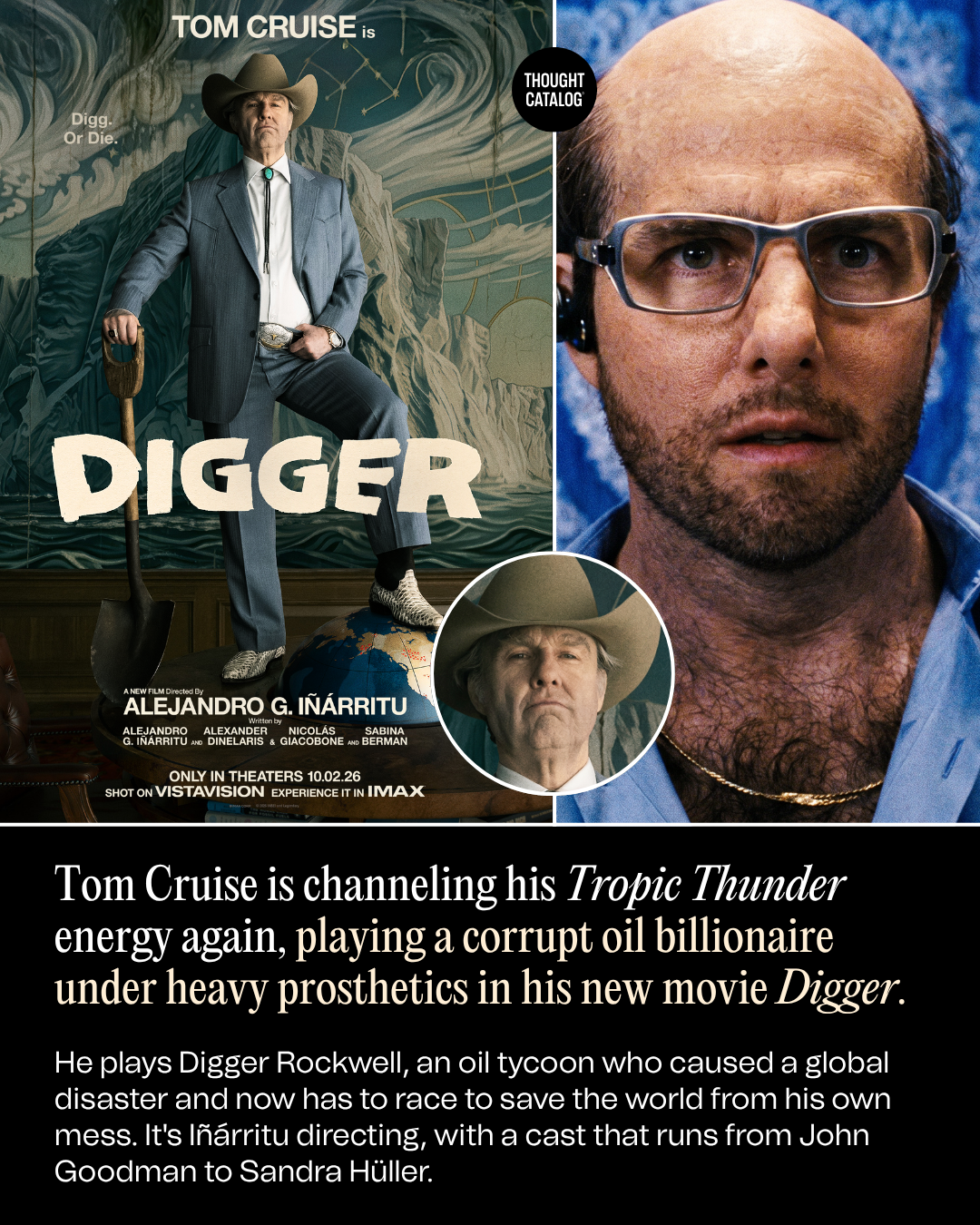 Tom Cruise Is Channeling His ‘Tropic Thunder’ Energy Again, Playing a Corrupt Oil Billionaire Under Heavy Prosthetics in His New Movie ‘Digger’