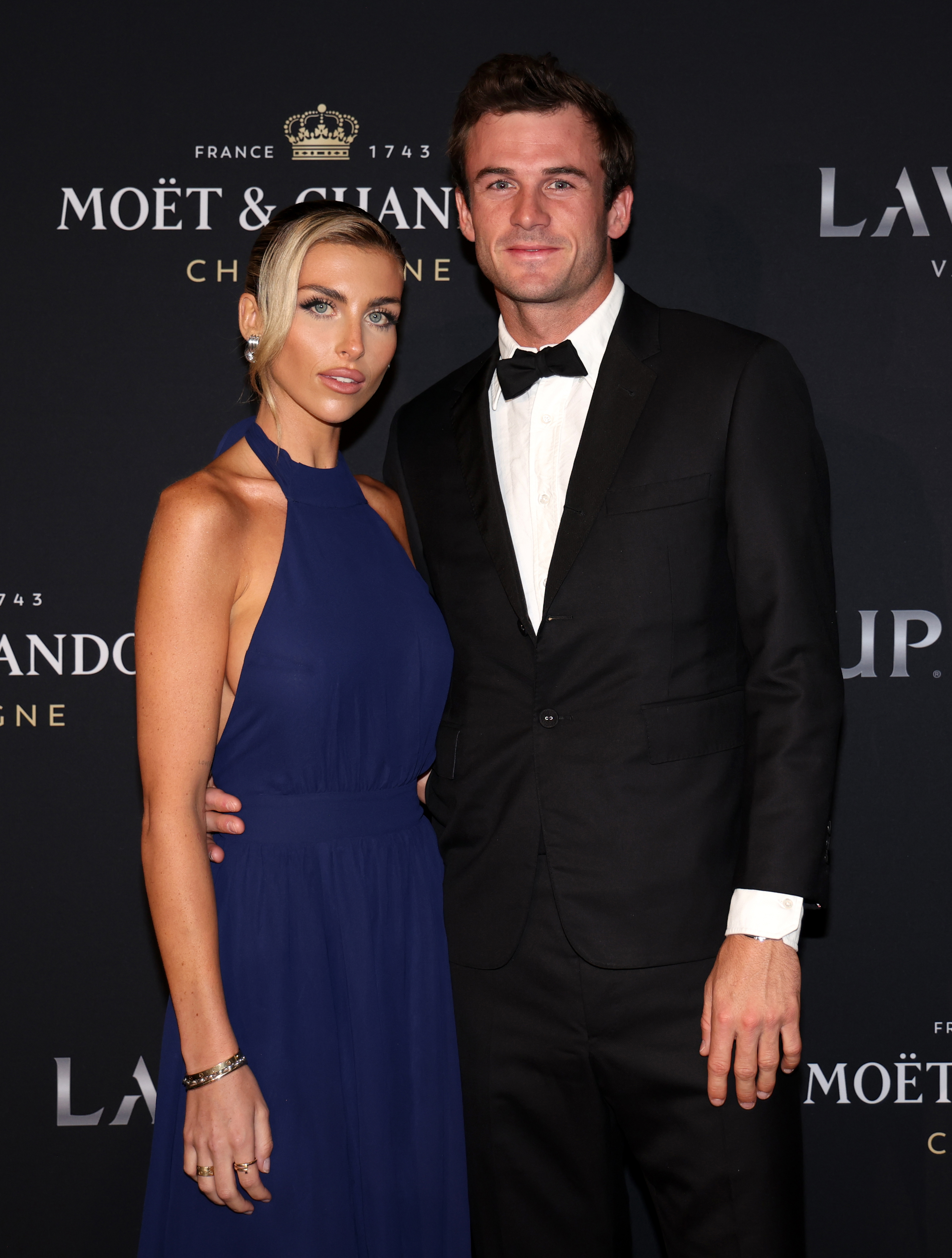 Tommy Paul and Paige Lorenze on the black carpet at the 2023 Laver Cup Gala in Vancouver