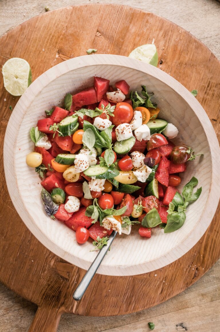 watermelon tomato caprese salad