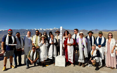 A Peace Pole Dedication at Ladakh Shanti Stupa, India.