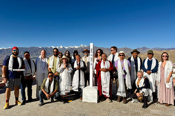 A Peace Pole Dedication at Ladakh Shanti Stupa, India.