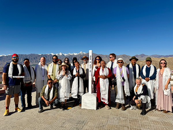 A Peace Pole Dedication at Ladakh Shanti Stupa, India.