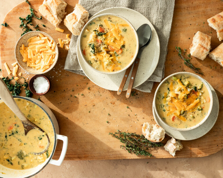 a healthy broccoli cheddar soup