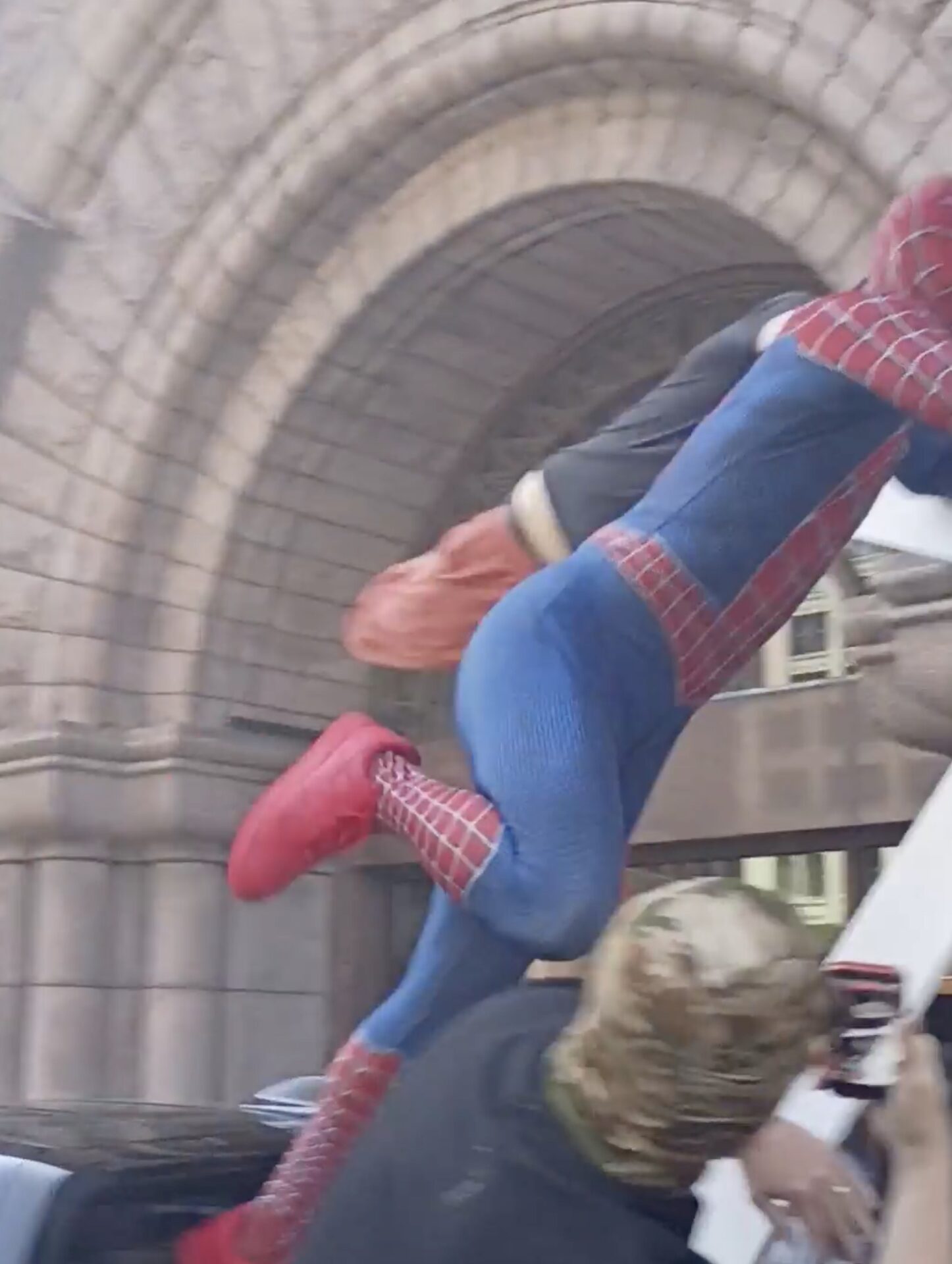 A Man in a Full Spider-Man Costume Jumped on Far-Right Activist Jake Lang’s Truck in Minneapolis, and the Internet Turned Him Into a Folk Hero