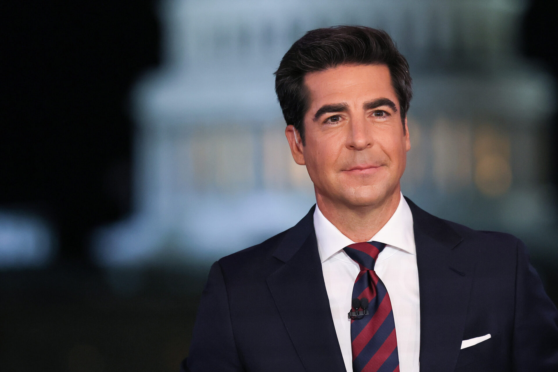 Jesse Watters speaking on air at the Fox News D.C. Bureau