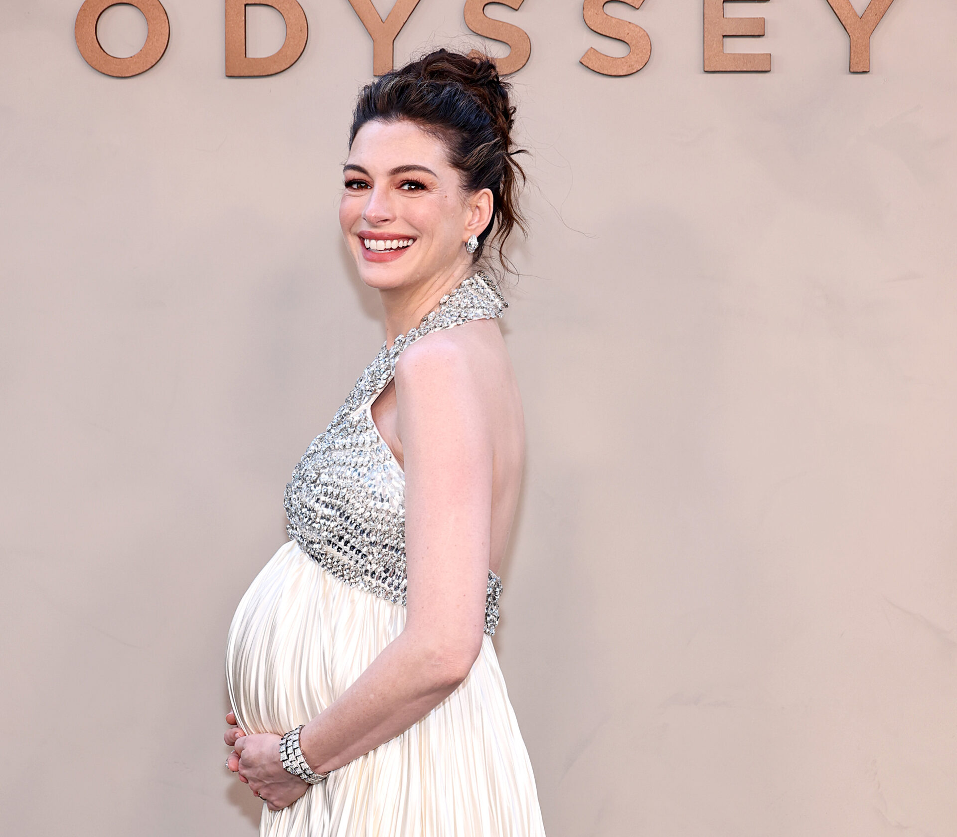 Anne Hathaway at the New York premiere of The Odyssey at AMC Lincoln Square Theater