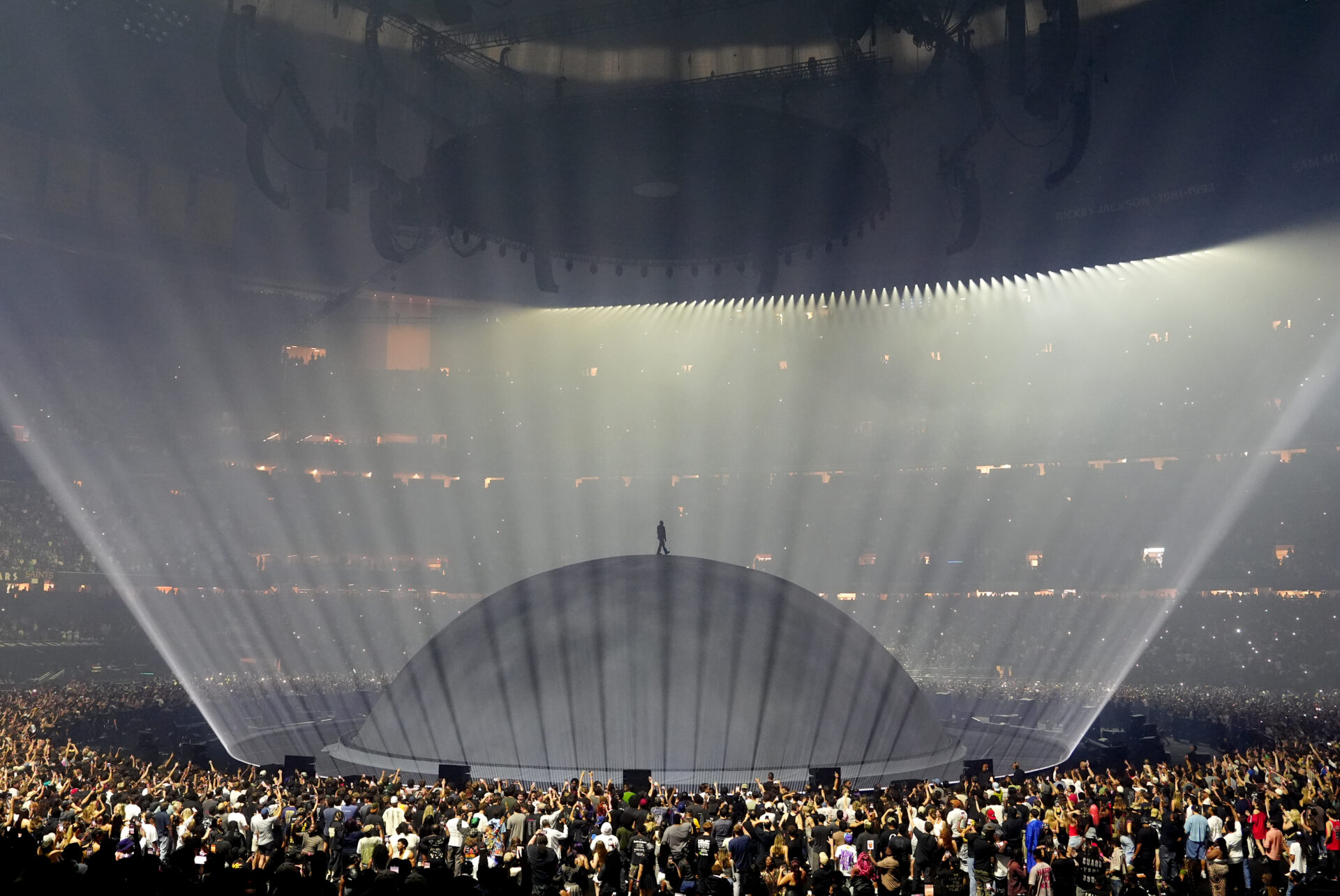 Ye performing onstage at Caesars Superdome in New Orleans