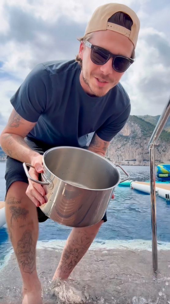 Brooklyn Beckham Scooped Ocean Water Straight Off a Yacht to Boil His Pasta, and Fans Begged Him to Just Use the Tap