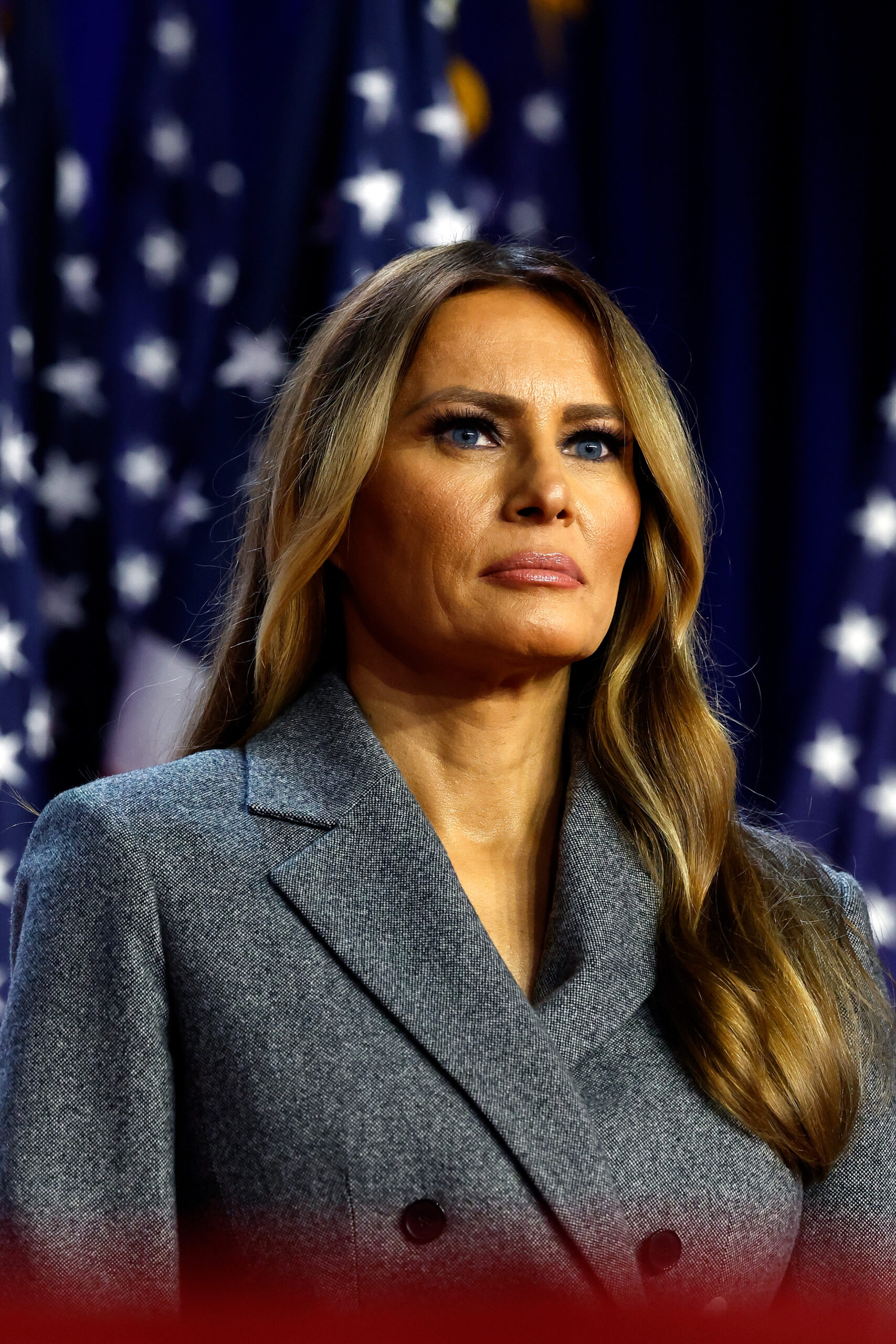 Melania Trump looking on at an election night event at the Palm Beach Convention Center in West Palm Beach, Florida