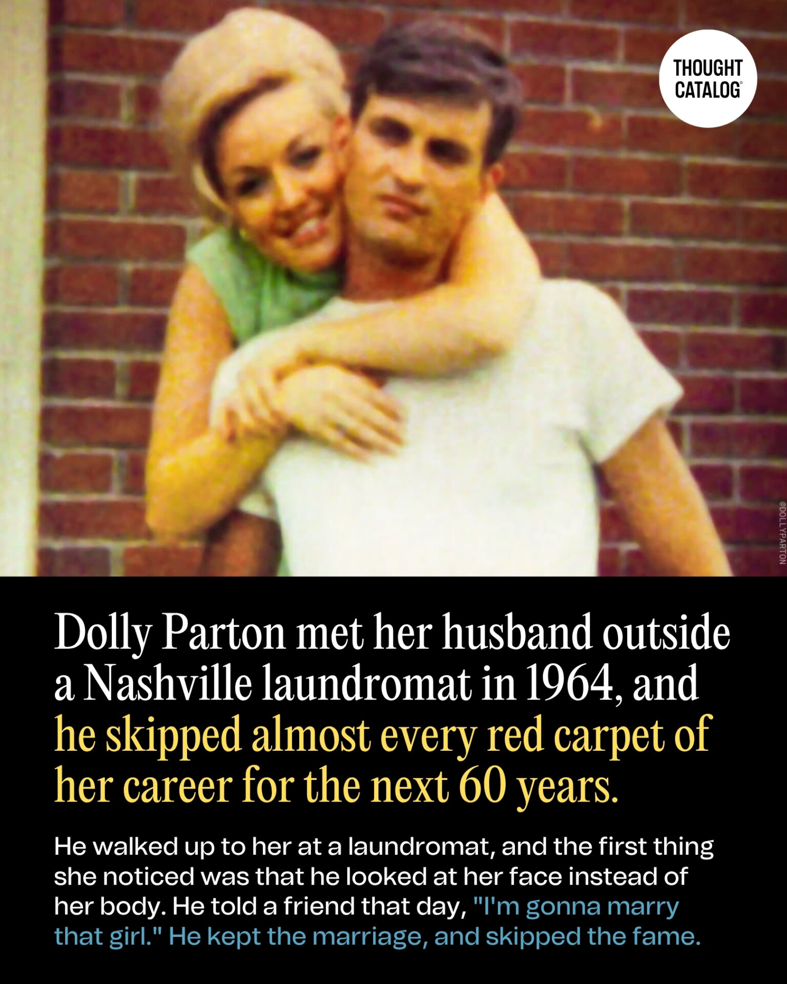 Dolly Parton Met Her Husband Outside a Nashville Laundromat in 1964, and He Skipped Almost Every Red Carpet of Her Career for the Next 60 Years