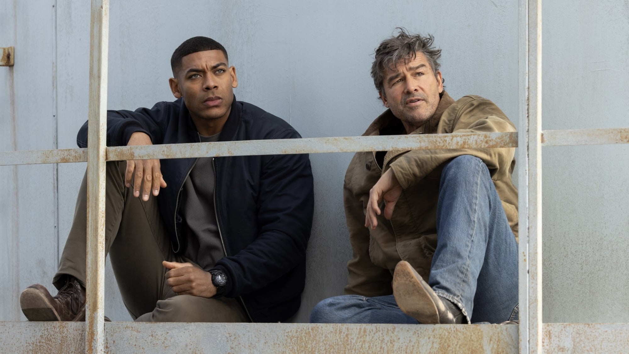 Aaron Pierre and Kyle Chandler in "Lanterns."