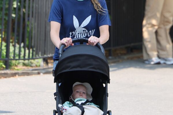 Jennifer Lawrence Stepped Out With Cooke Maroney and the Boys in a Playboy T-Shirt and Slippers She Clearly Wasn’t Trying to Hide