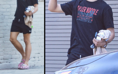Knox Jolie-Pitt Debuts Bold Red Hair, With Pink Clogs