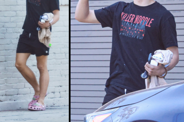 Knox Jolie-Pitt Debuts Bold Red Hair, With Pink Clogs