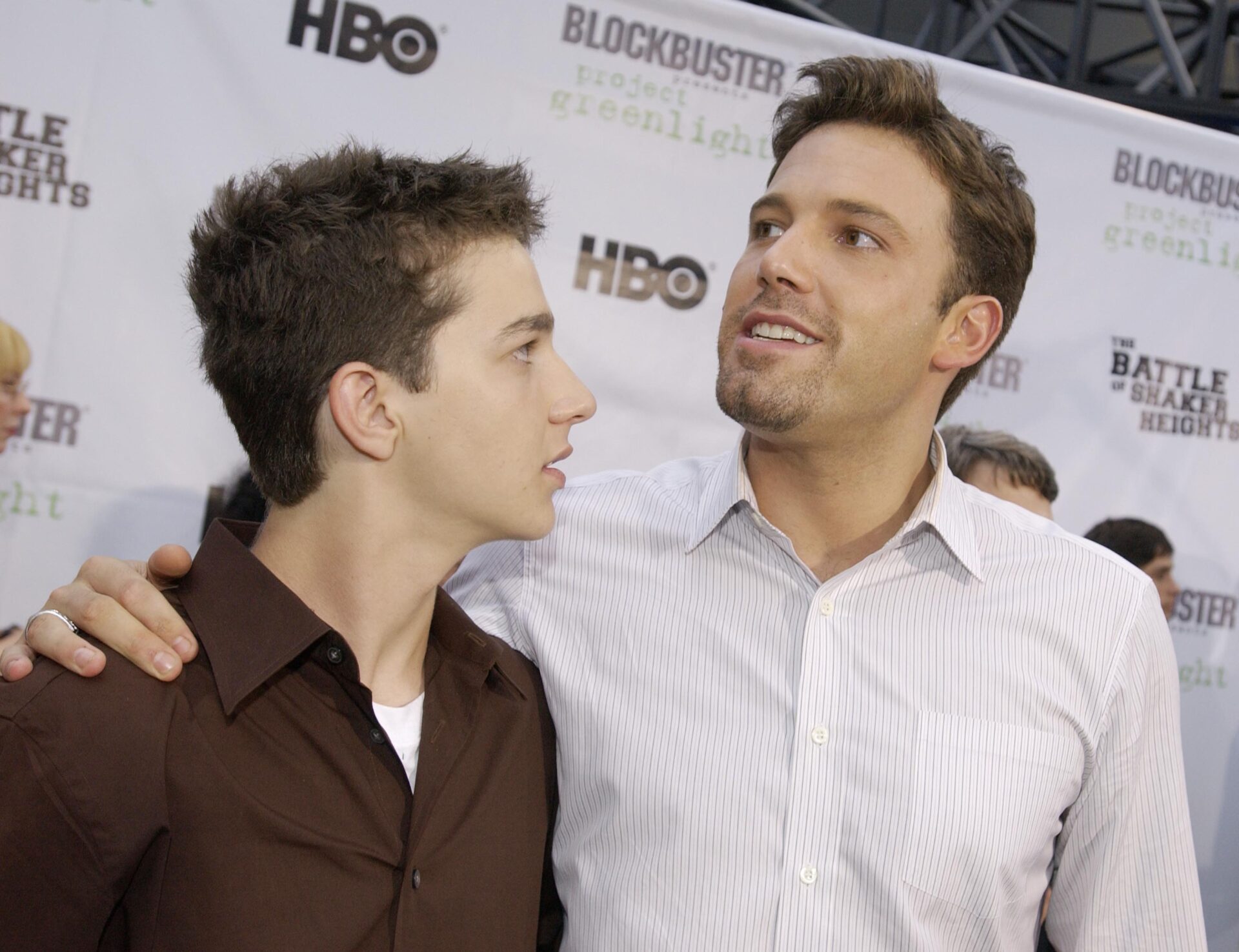 Shia LaBeouf and Ben Affleck arriving at a movie premiere at Universal CityWalk in 2003