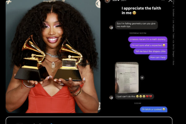 SZA Shares the DM She Received From a Fan Asking for Math Homework Help: “I Appreciate the Faith in Me”