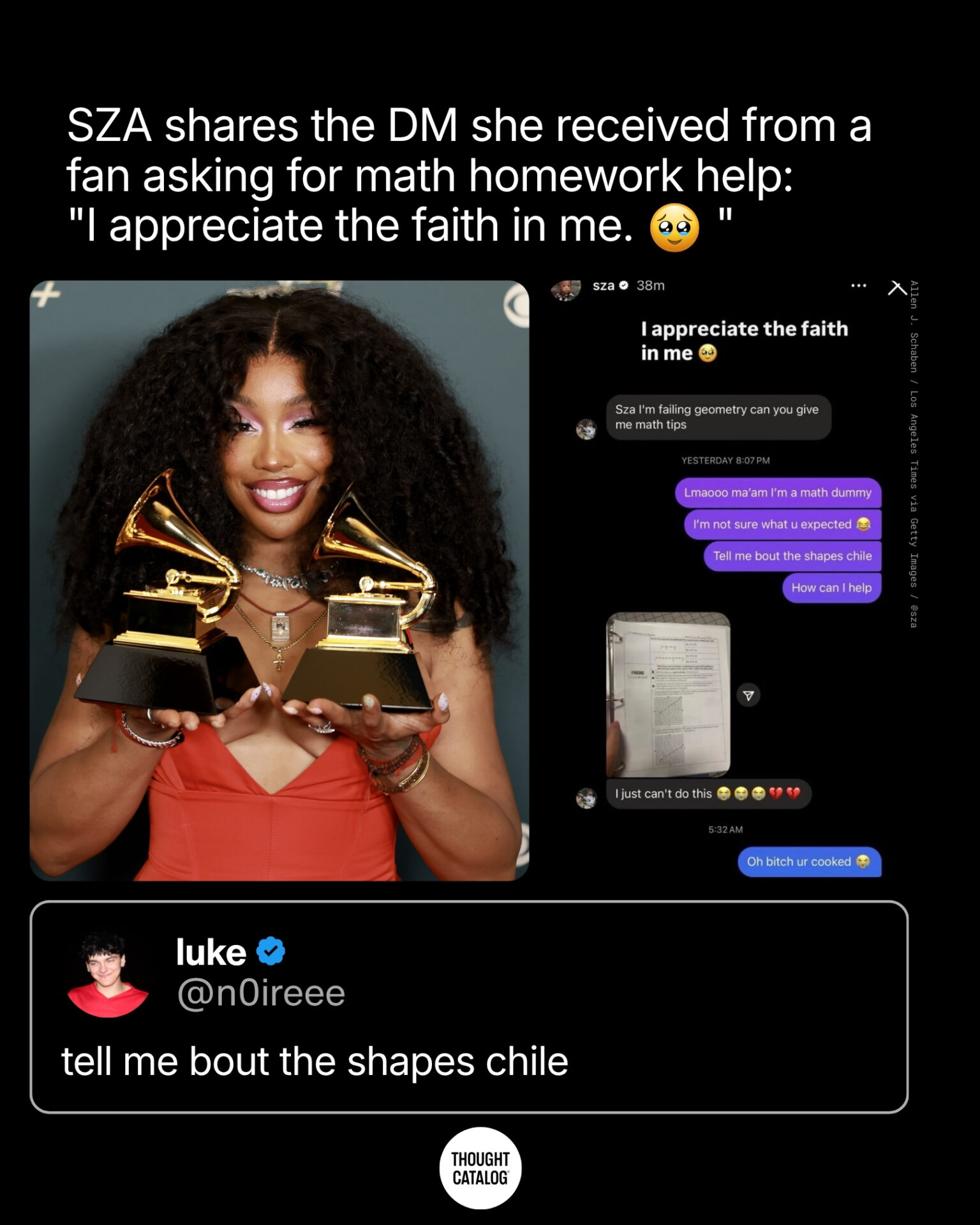SZA Shares the DM She Received From a Fan Asking for Math Homework Help: “I Appreciate the Faith in Me”