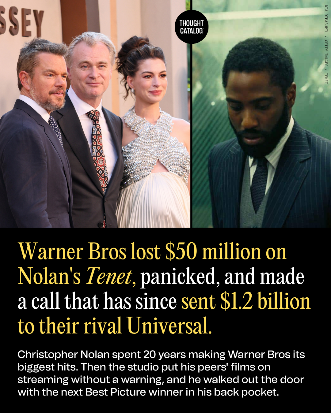 Warner Bros Lost  Million on Nolan’s Tenet, Panicked, and Made a Call That Has Since Sent .2 Billion to Their Rival Universal