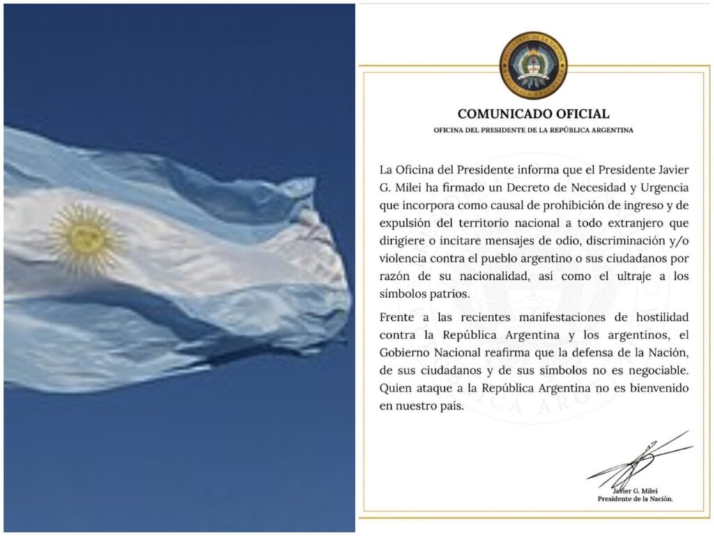 Argentina Gives Government New Power to Bar or Expel Foreigners Over “Hate” Messages and Attacks on National Symbols 1 whatsapp image 2026 08 10 at 13.45.40