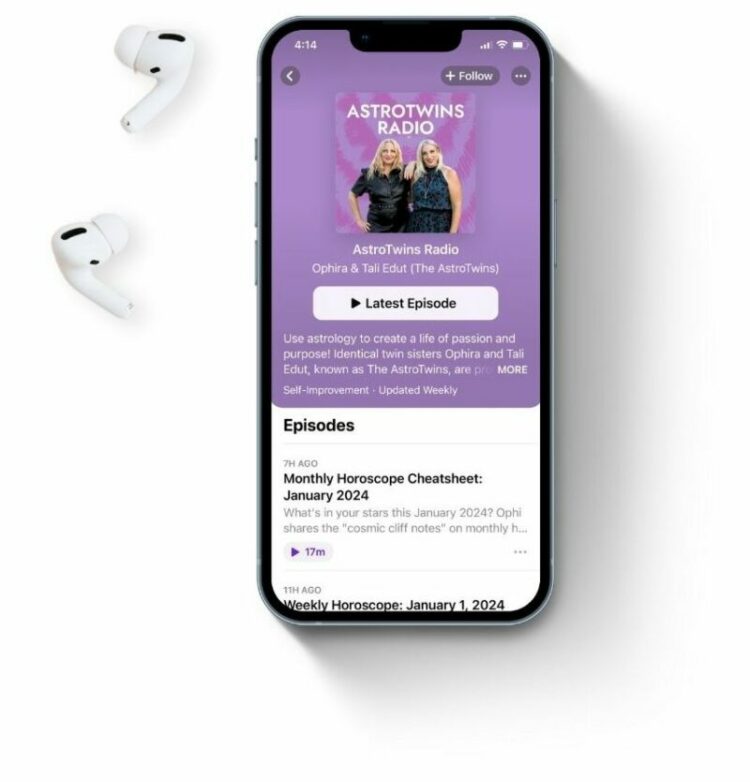 iphone mockup of astrostyle podcast astrotwins radio