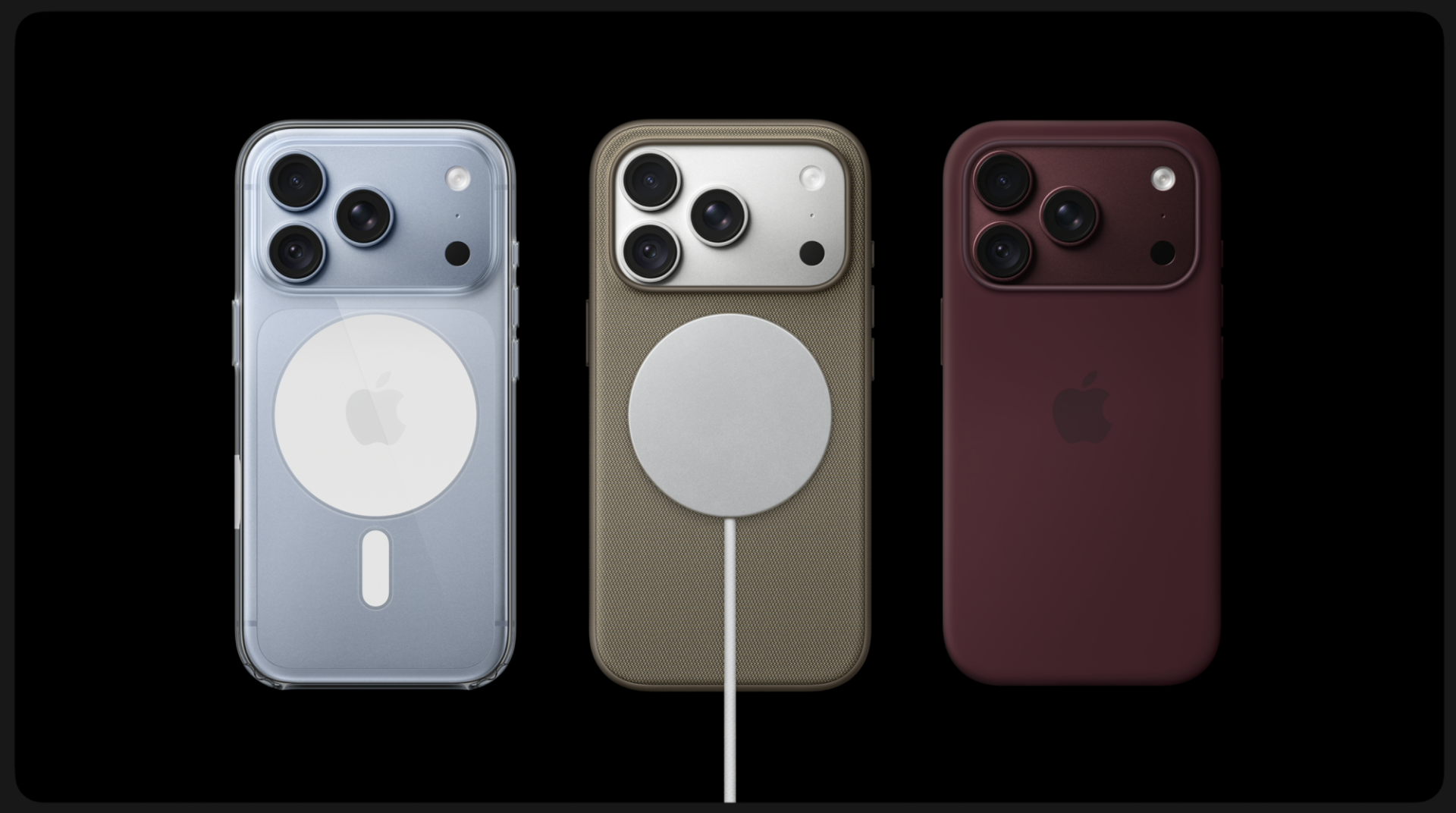 Lineup of the iPhone 18 Pro models in silver, glacier, and burgundy