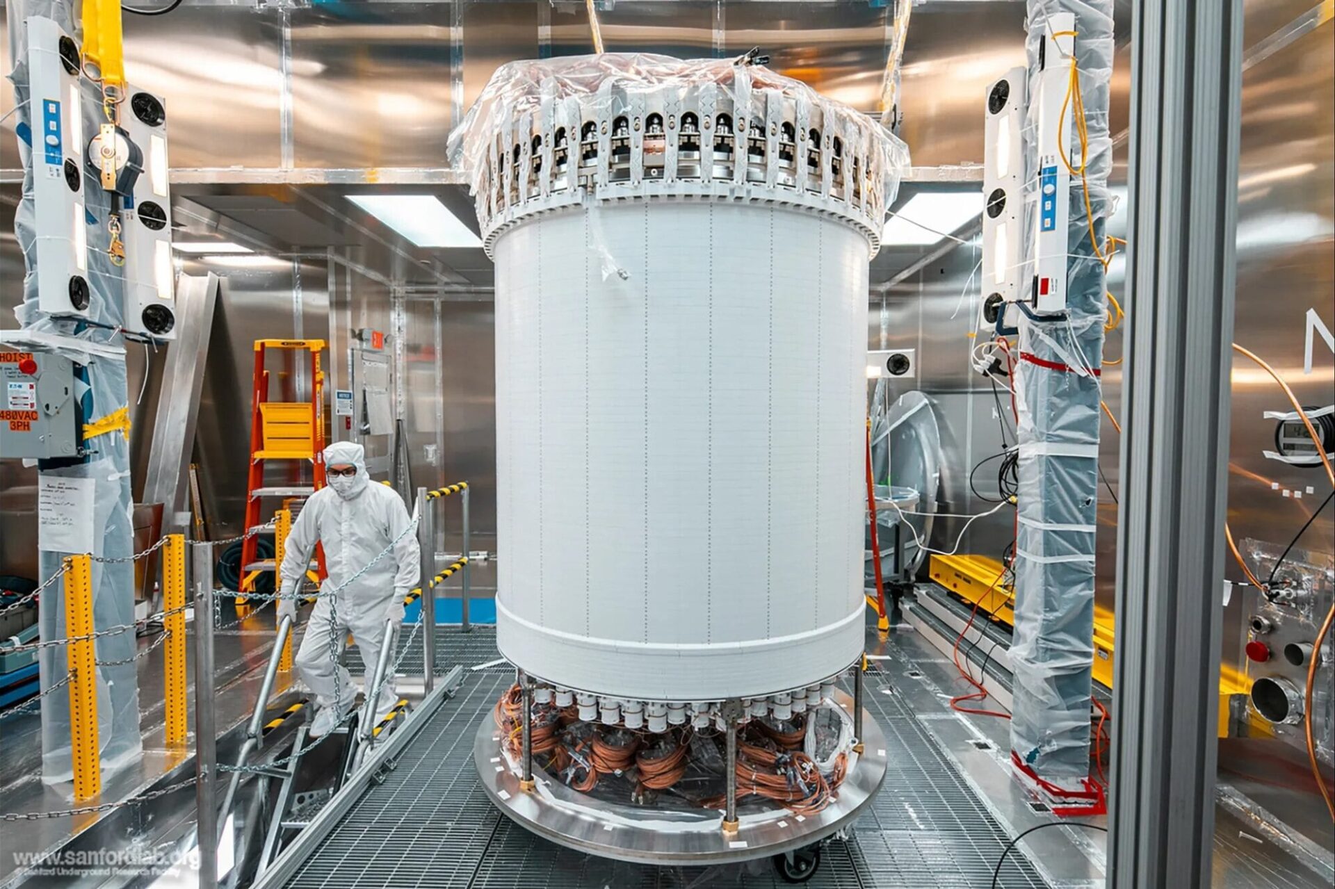 Researchers running a dark matter experiment one mile underground in the LUX-ZEPLIN main detector