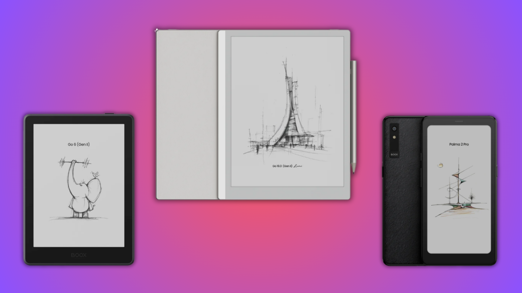 Boox Go 6 Gen 2, Go 10.3, and Palma Pro 2 e-readers