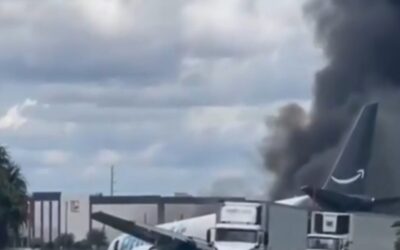 DEVELOPING: Amazon Boeing Plane Bursts Into Flames After it Overshoots Runway at Miami International Airport (VIDEO)
