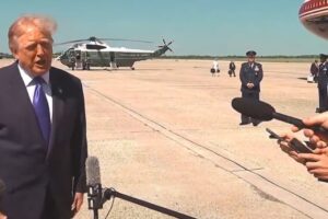 Reporters Rush to President Trump After Emergency Slide Deploys on New Air Force One (VIDEO)