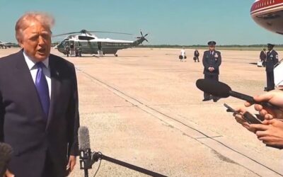 Reporters Rush to President Trump After Emergency Slide Deploys on New Air Force One (VIDEO)